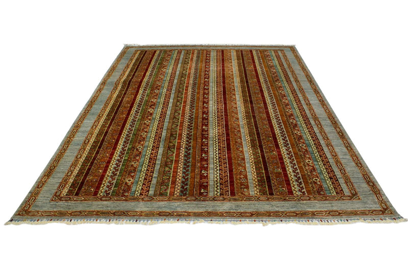 7x10 Multicolor and Blue Turkish Tribal Rug