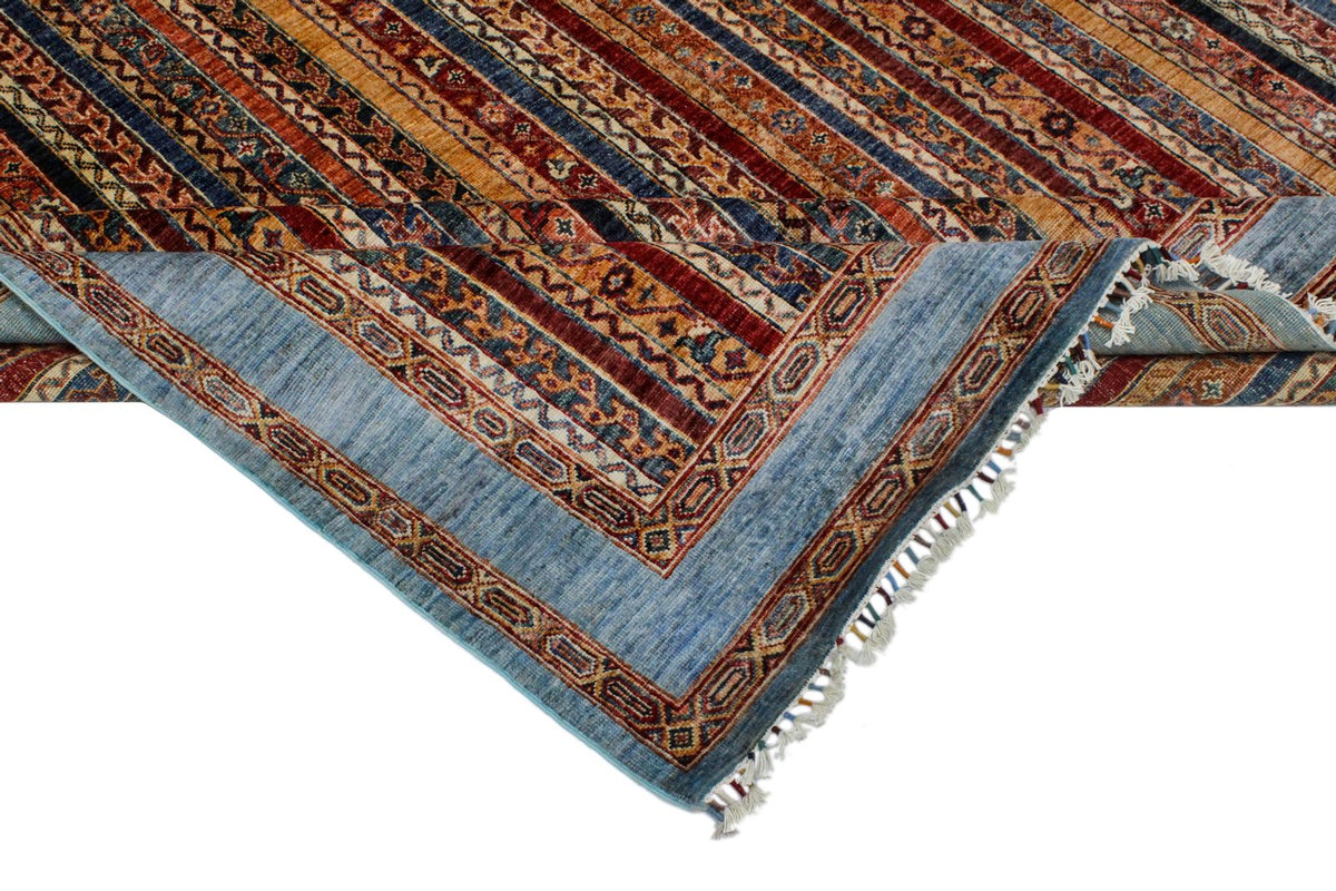 7x10 Multicolor and Blue Turkish Tribal Rug