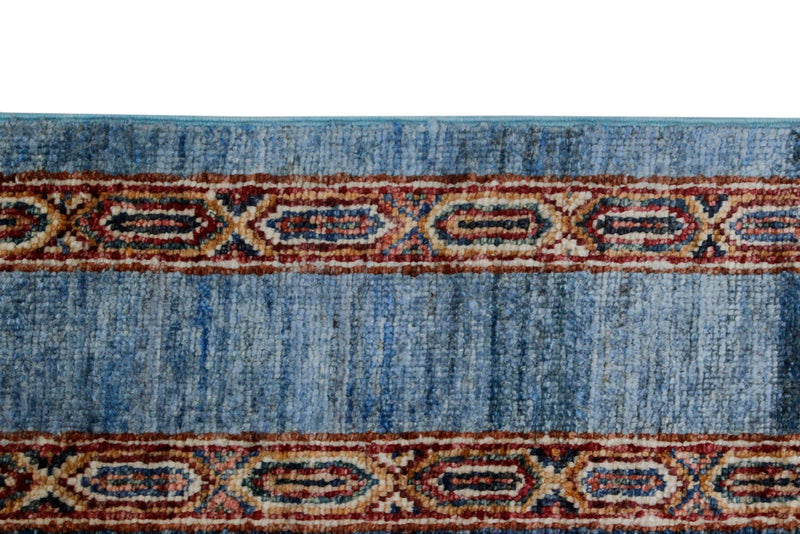 7x10 Multicolor and Blue Turkish Tribal Rug