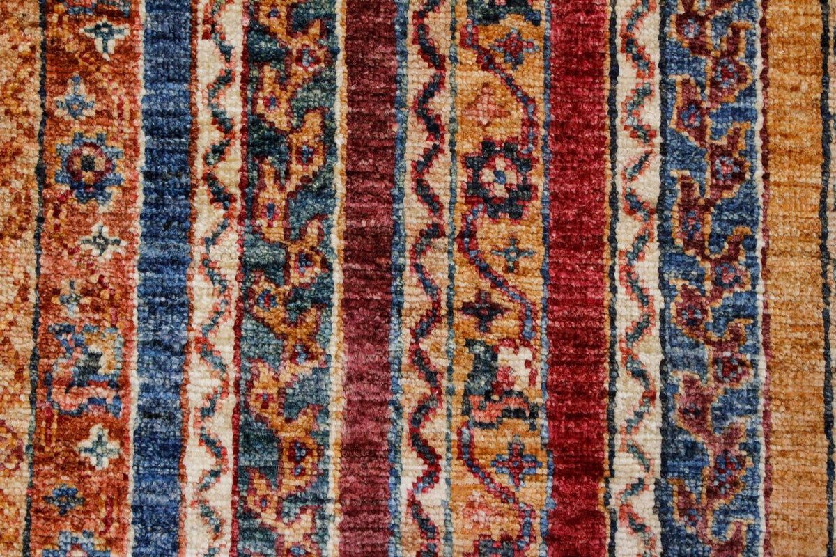 7x10 Multicolor and Blue Turkish Tribal Rug