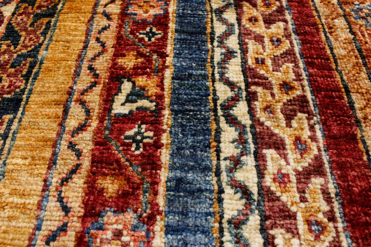 7x10 Multicolor and Blue Turkish Tribal Rug