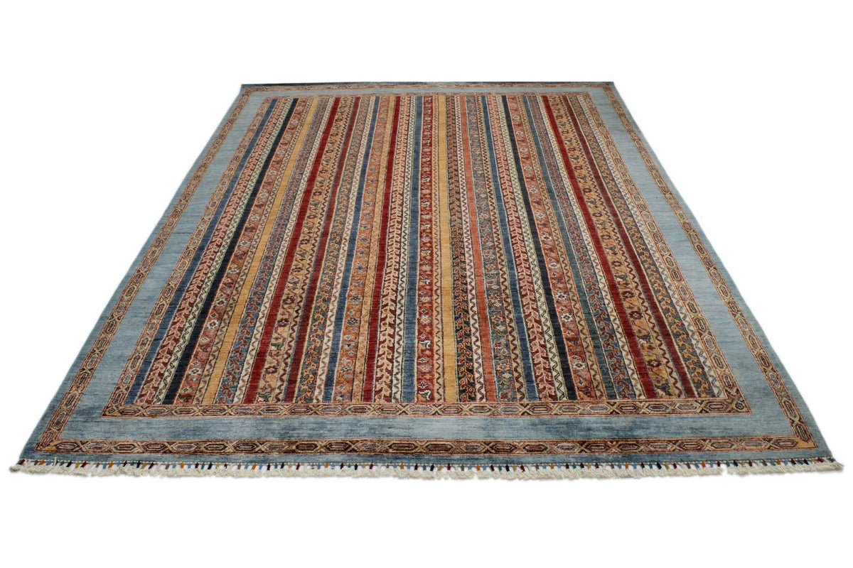 7x10 Multicolor and Blue Turkish Tribal Rug