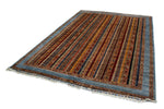 7x10 Multicolor and Blue Turkish Tribal Rug