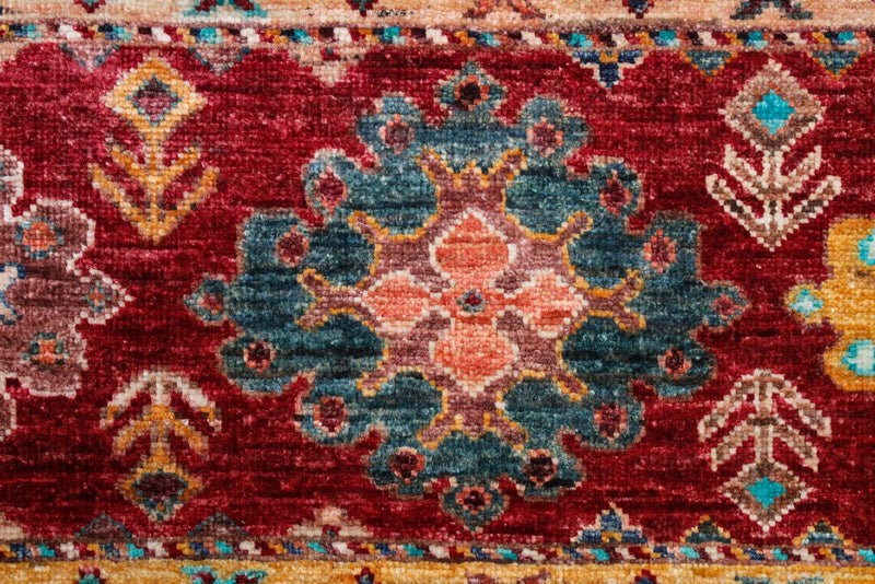 7x10 Multicolor and Red Tribal Rug