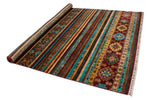 7x10 Multicolor and Red Tribal Rug