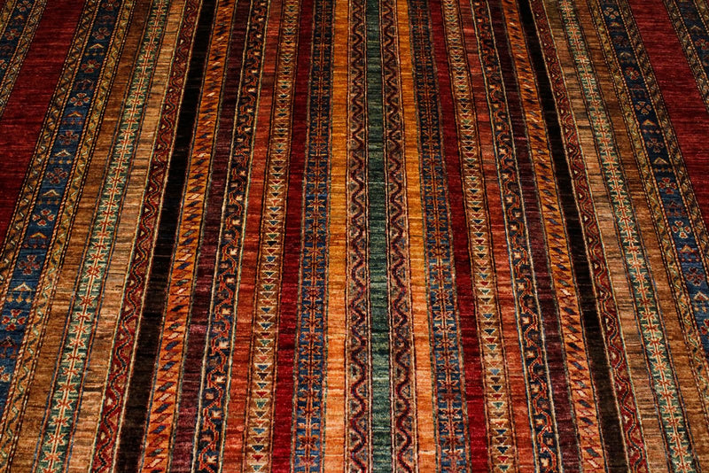 6x9 Multicolor and Red Turkish Tribal Rug