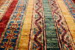 6x9 Multicolor and Red Turkish Tribal Rug