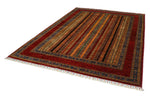 6x9 Multicolor and Red Turkish Tribal Rug