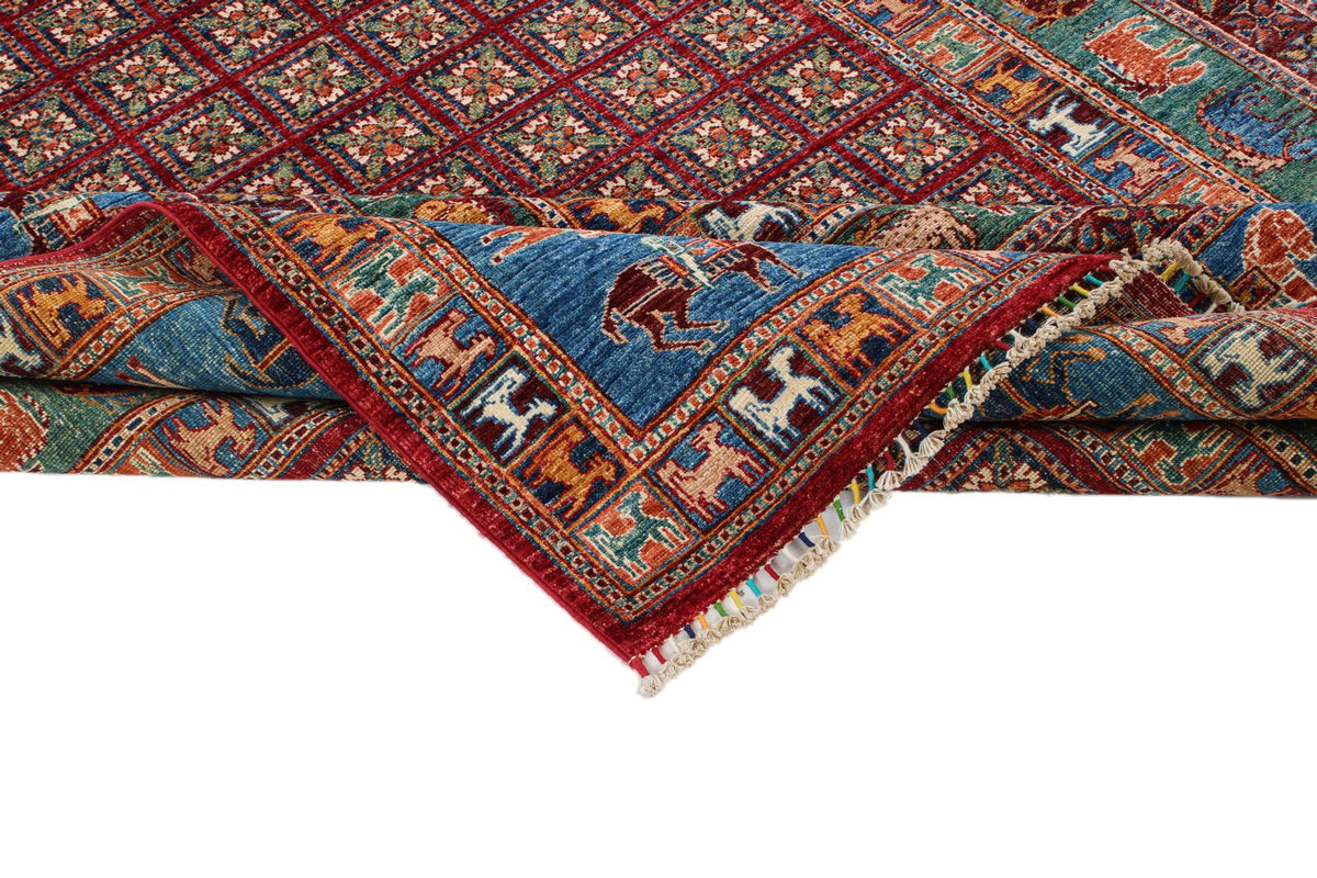 7x10 Red and Blue Anatolian Traditional Rug