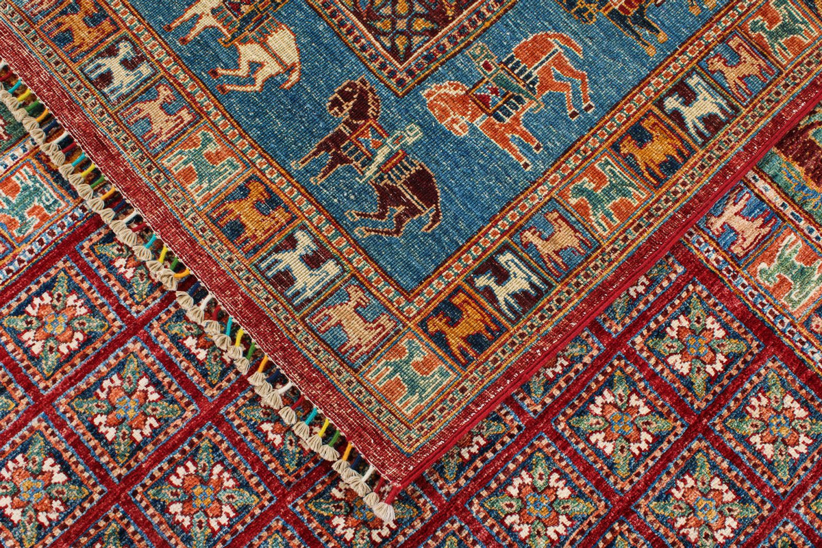 7x10 Red and Blue Anatolian Traditional Rug