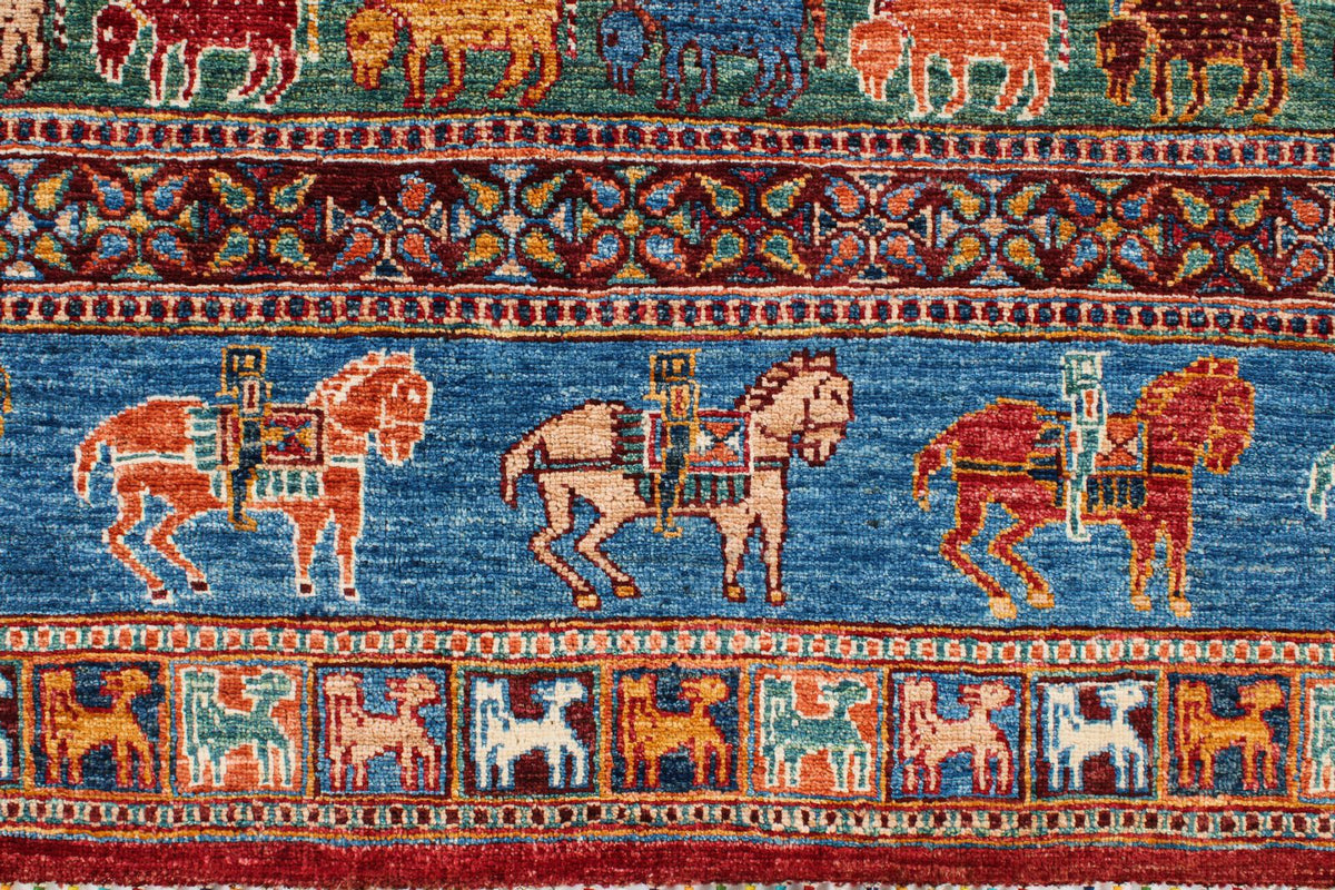 7x10 Red and Blue Anatolian Traditional Rug