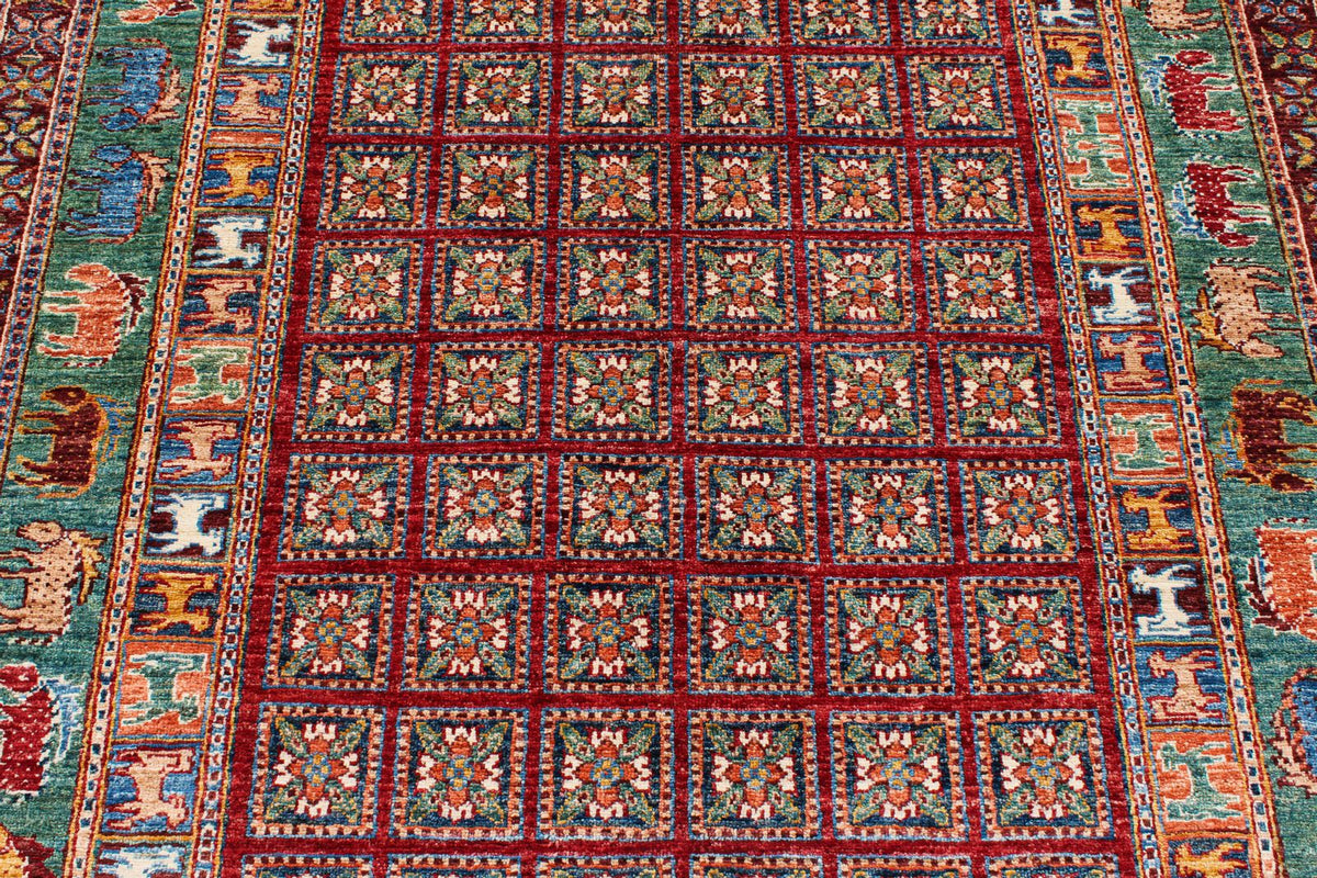 7x10 Red and Blue Anatolian Traditional Rug