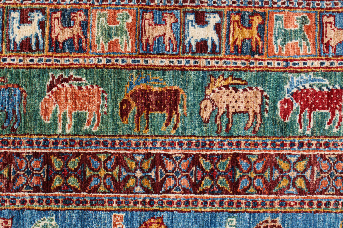 7x10 Red and Blue Anatolian Traditional Rug