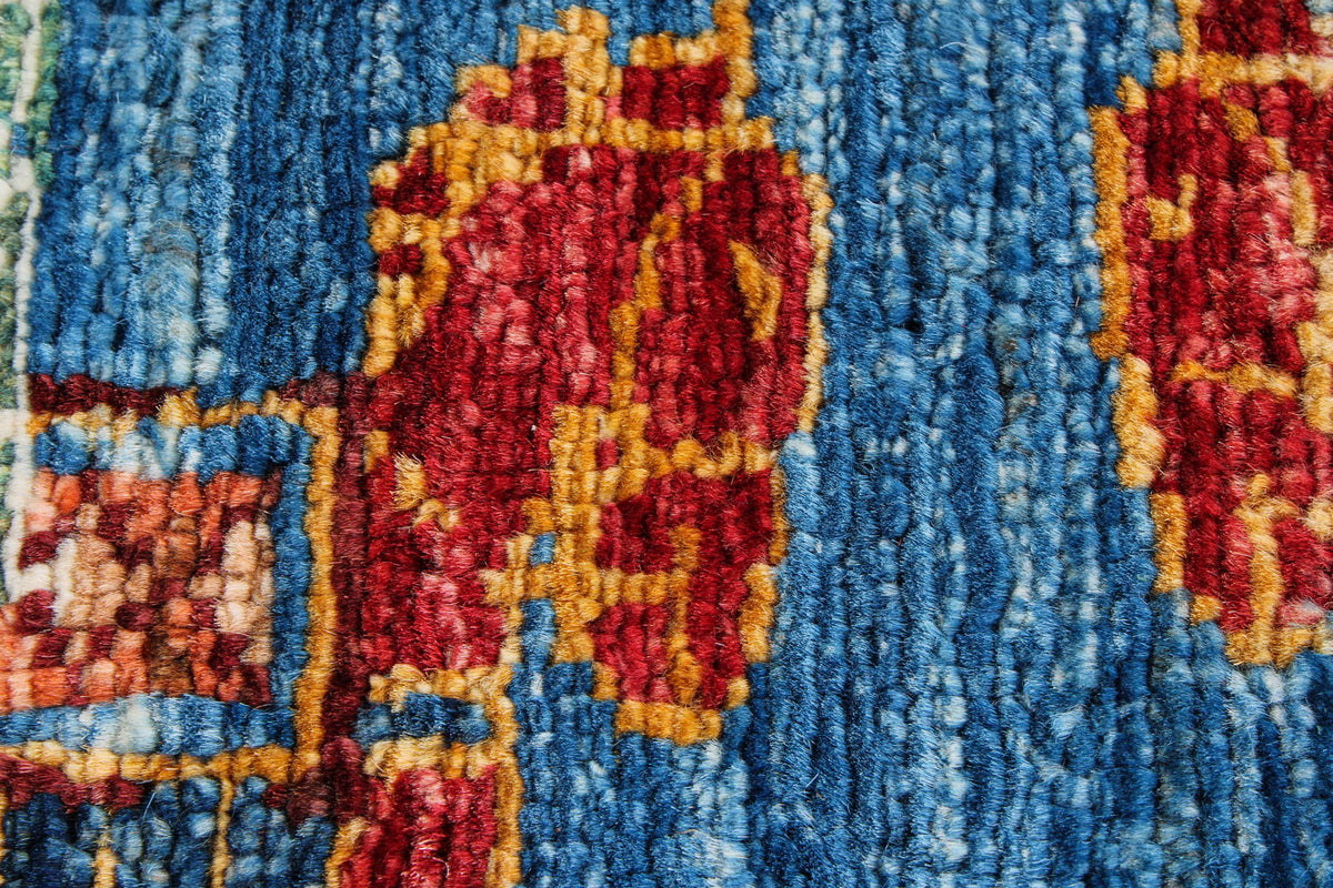 7x10 Red and Blue Anatolian Traditional Rug