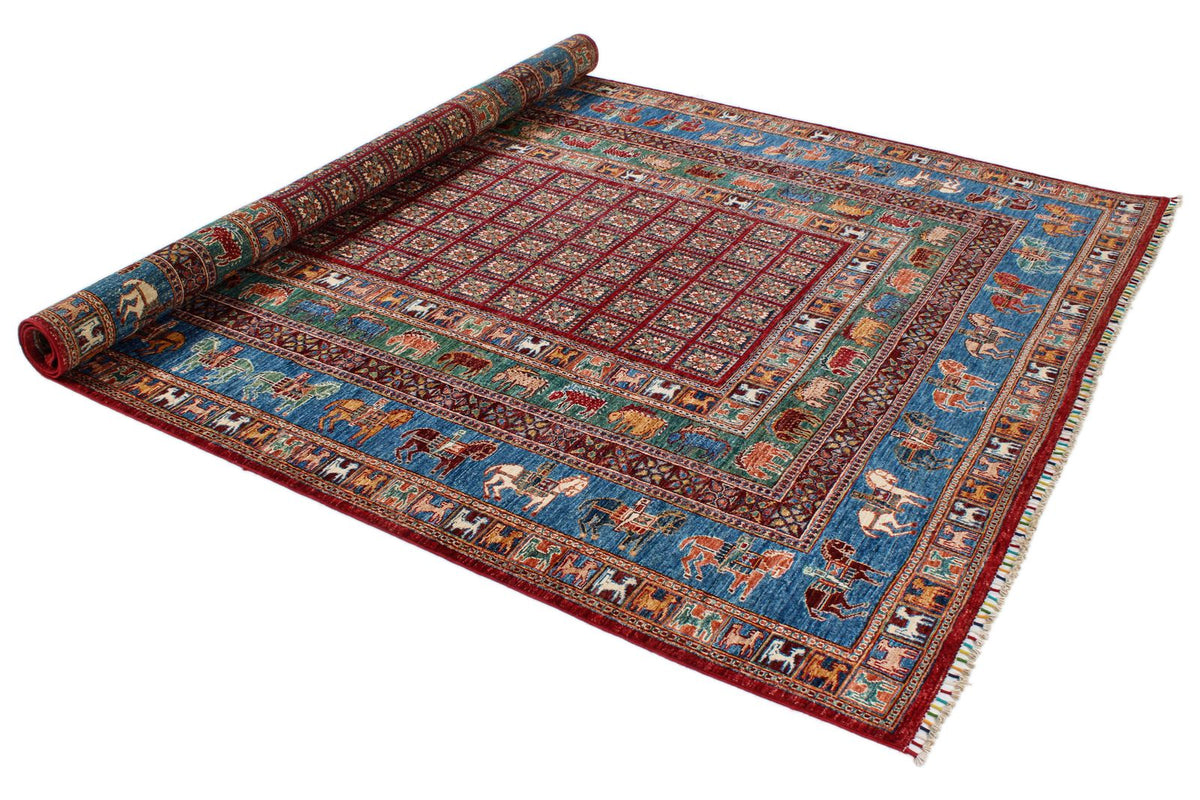 7x10 Red and Blue Anatolian Traditional Rug