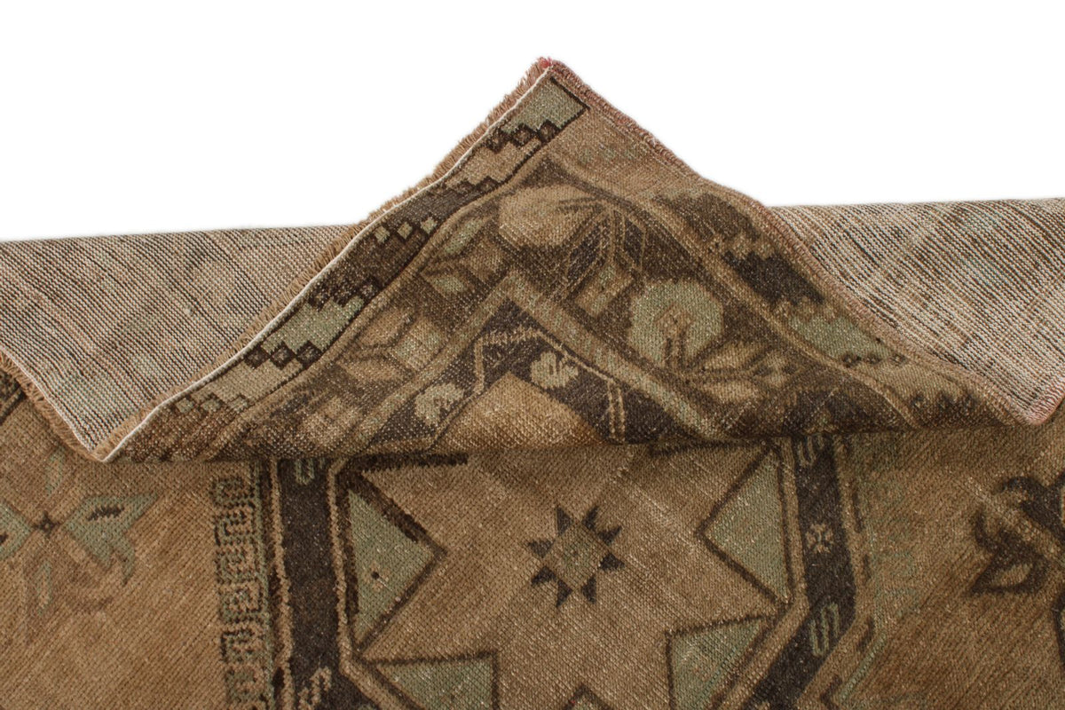5x12 Ivory and Brown Turkish Tribal Runner