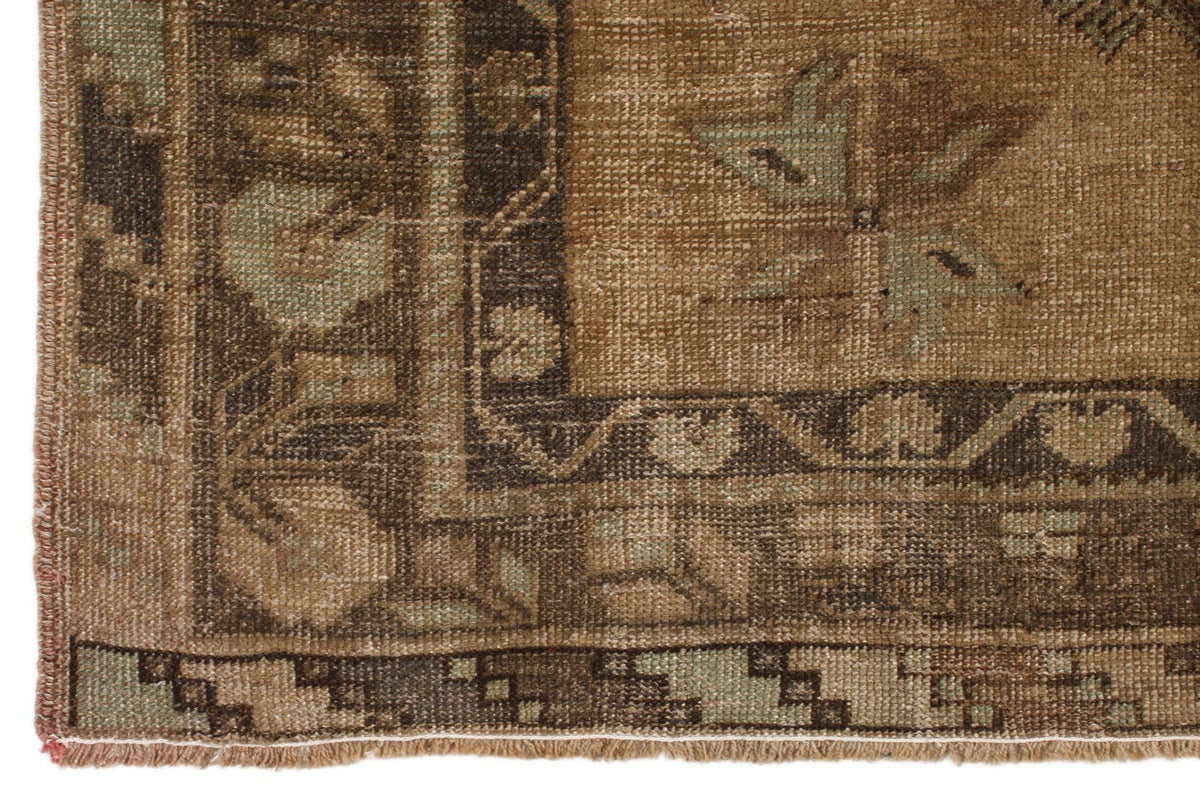 5x12 Ivory and Brown Turkish Tribal Runner