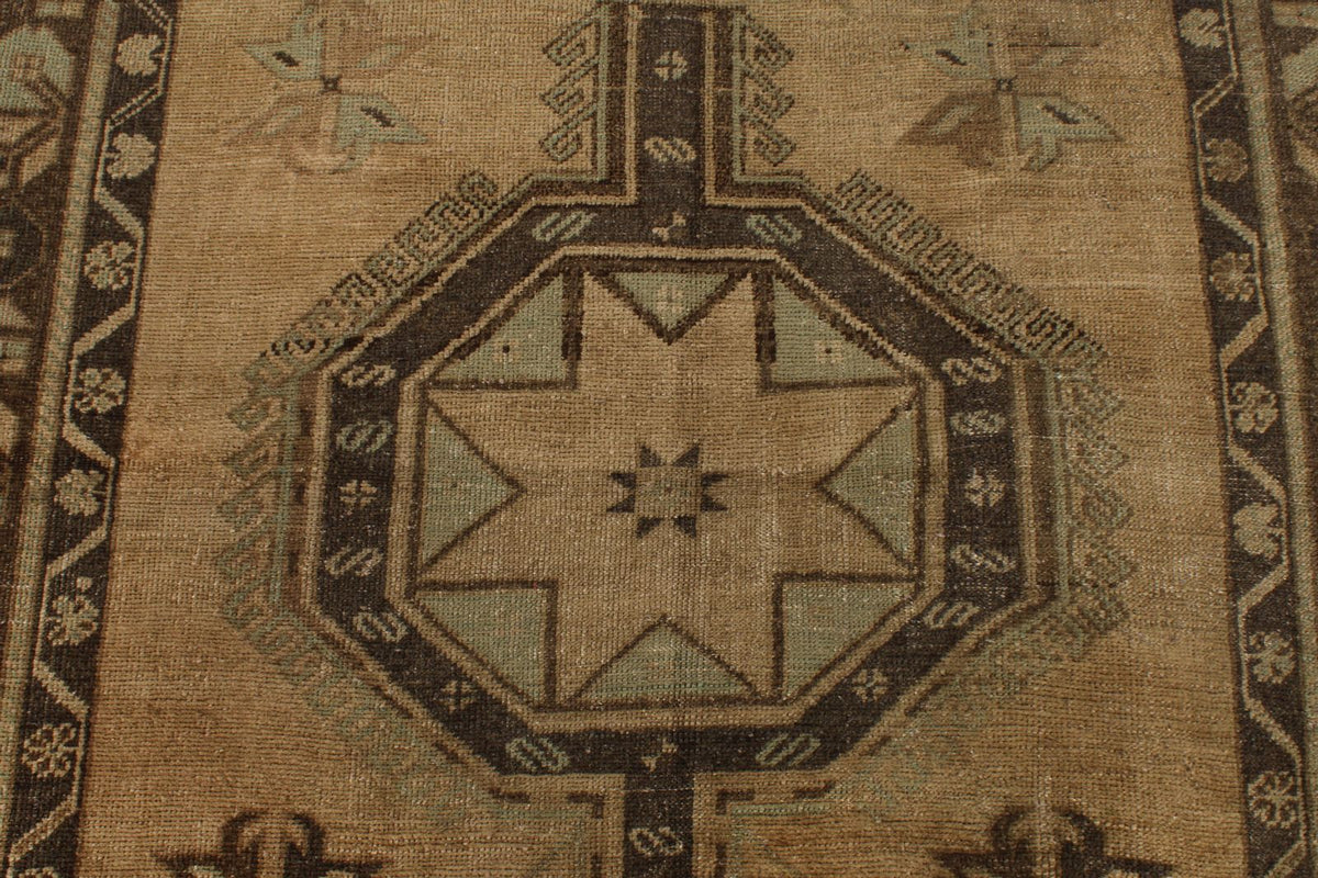 5x12 Ivory and Brown Turkish Tribal Runner