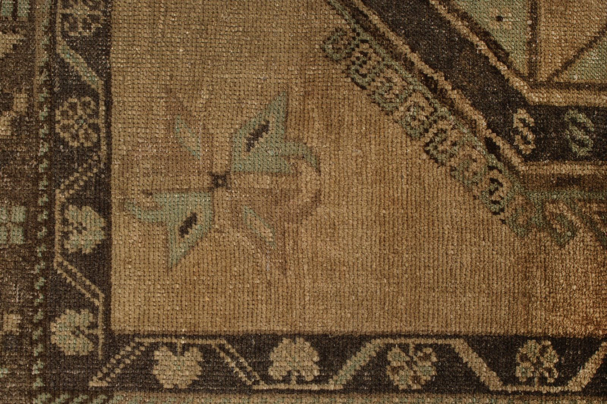 5x12 Ivory and Brown Turkish Tribal Runner