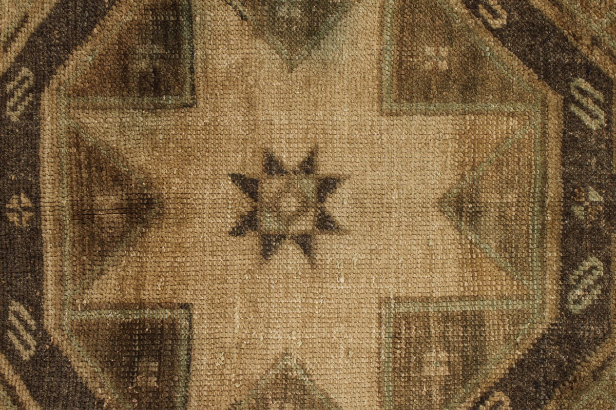5x12 Ivory and Brown Turkish Tribal Runner