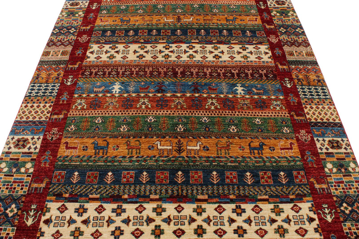 6x8 Multicolor Turkish Tribal Rug