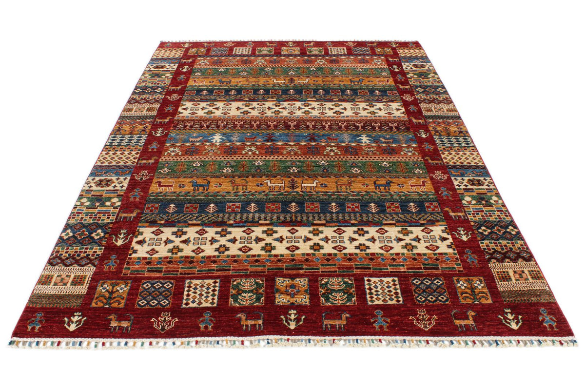 6x8 Multicolor Turkish Tribal Rug