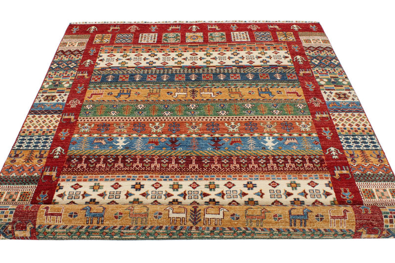 6x8 Multicolor Turkish Tribal Rug