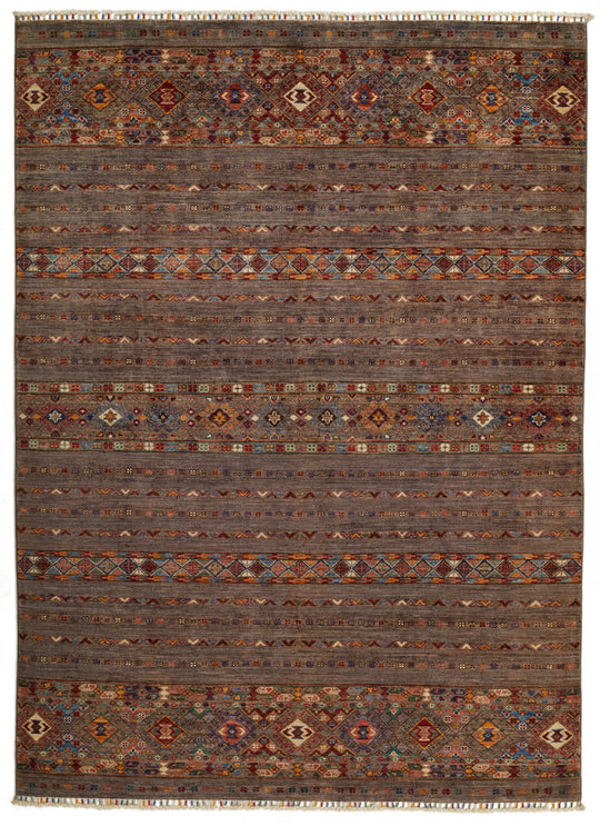 6x8 Gray and Multicolor Tribal Rug