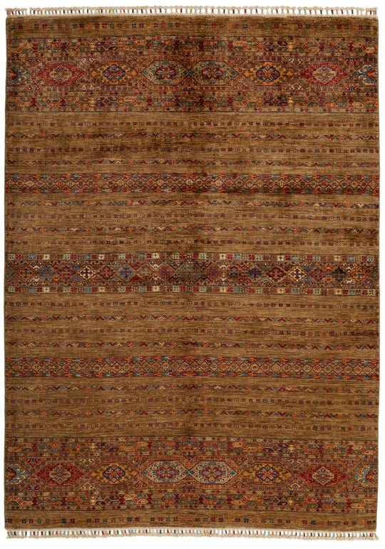 6x8 Brown and Multicolor Tribal Rug