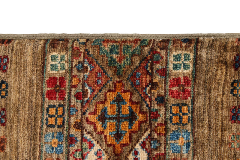6x8 Brown and Multicolor Tribal Rug