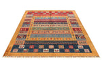 6x8 Multicolor and Gold Turkish Tribal Rug