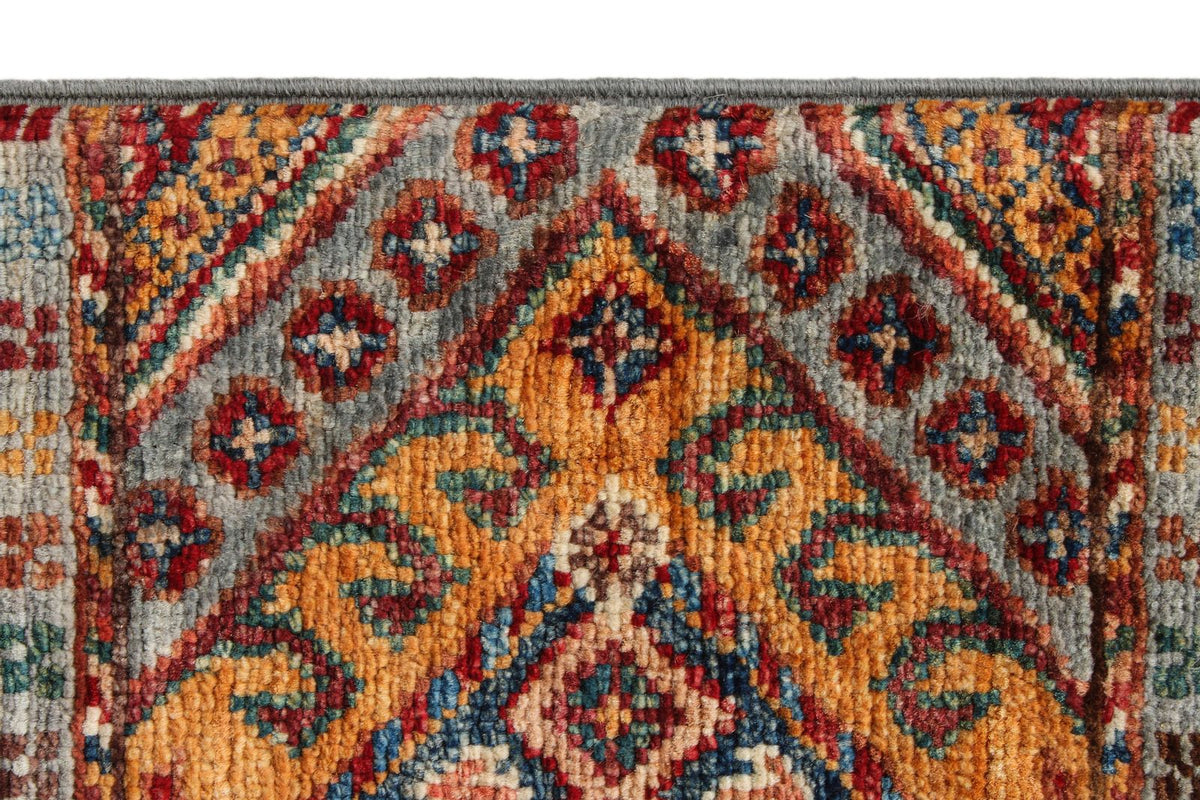 5x8 Gray and Multicolor Tribal Rug