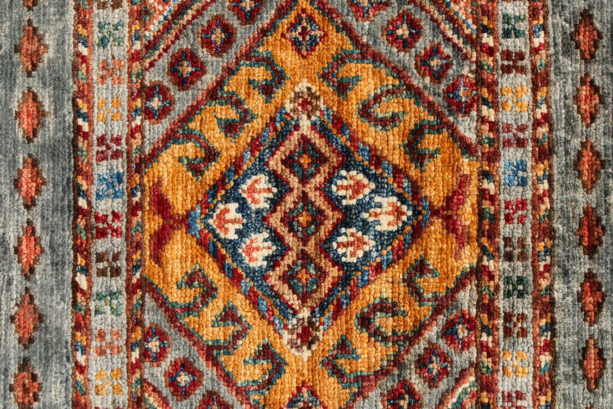 5x8 Gray and Multicolor Tribal Rug
