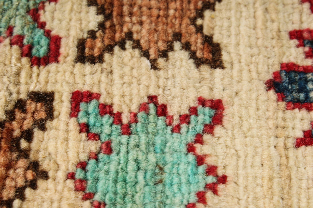 5x6 Blue and Ivory Kazak Tribal Rug