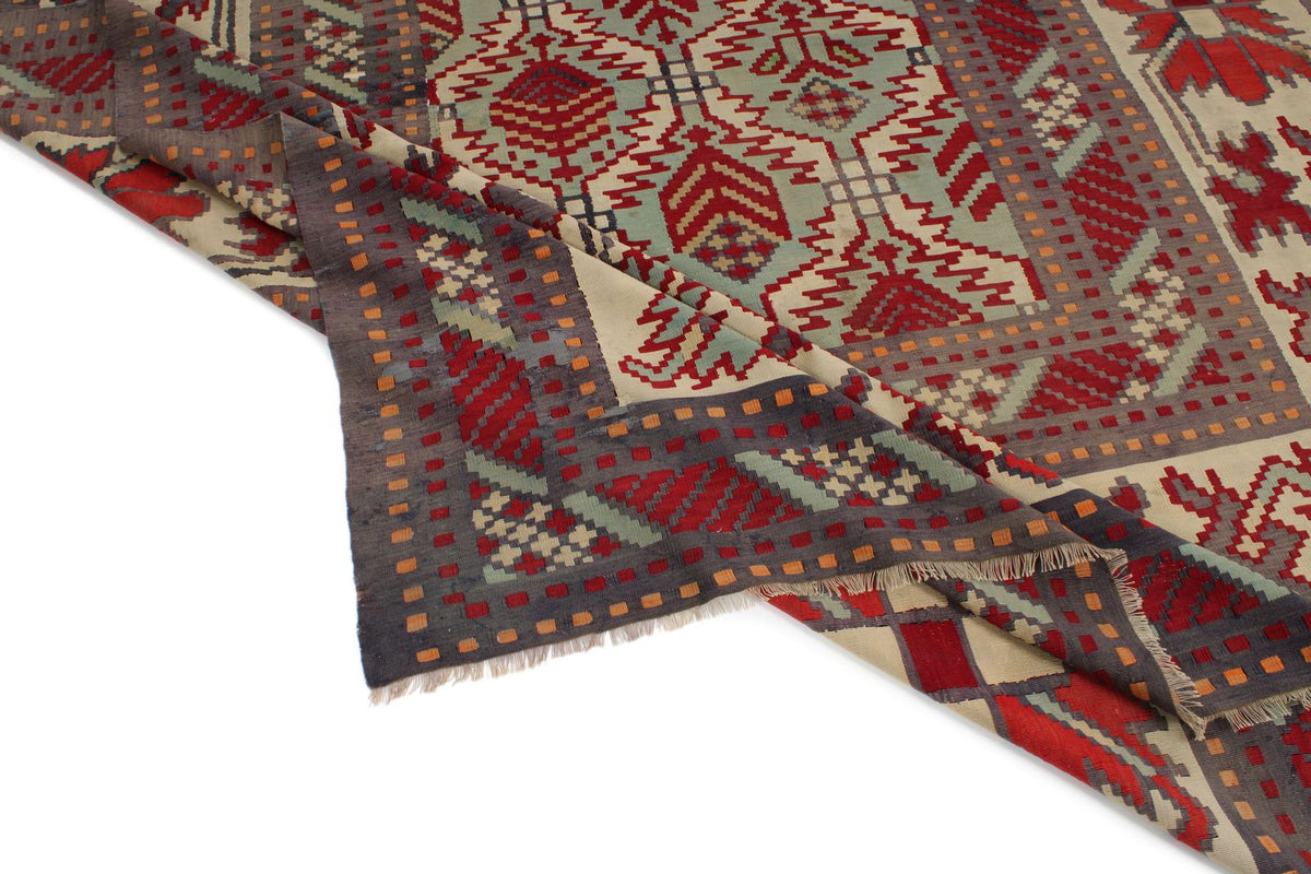 9x10 Red and Blue Turkish Tribal Rug