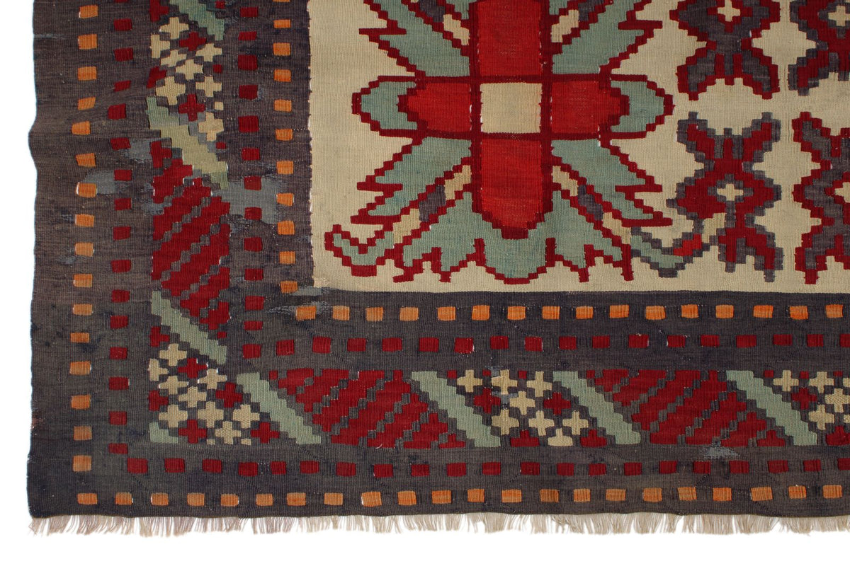 9x10 Red and Blue Turkish Tribal Rug