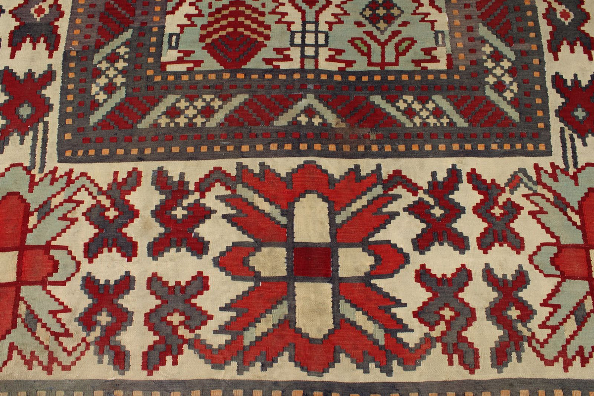 9x10 Red and Blue Turkish Tribal Rug