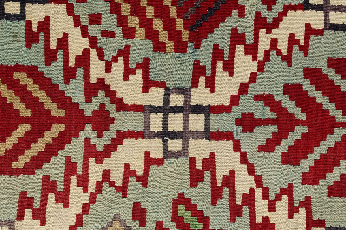 9x10 Red and Blue Turkish Tribal Rug