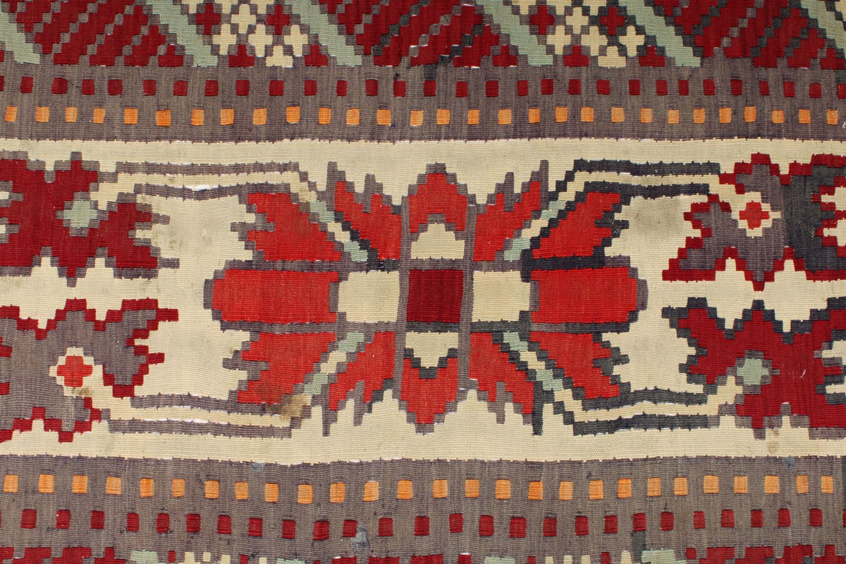 9x10 Red and Blue Turkish Tribal Rug