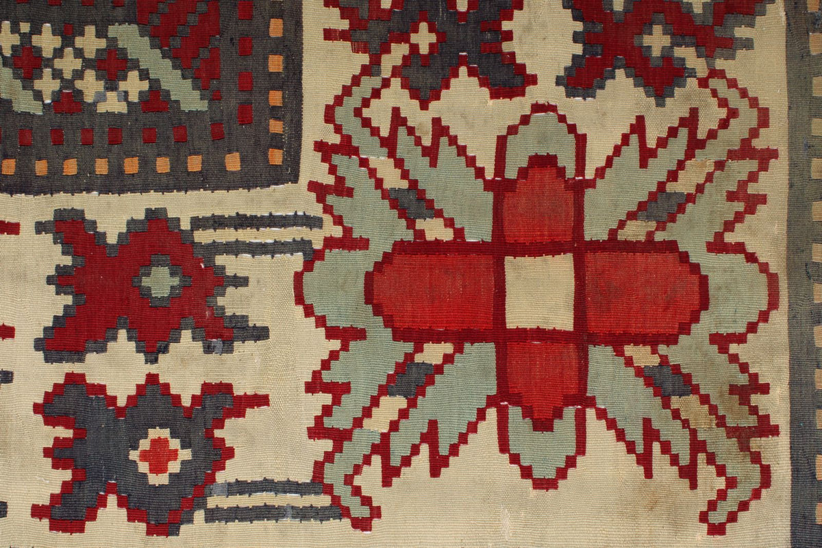 9x10 Red and Blue Turkish Tribal Rug