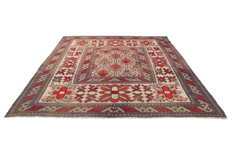 9x10 Red and Blue Turkish Tribal Rug