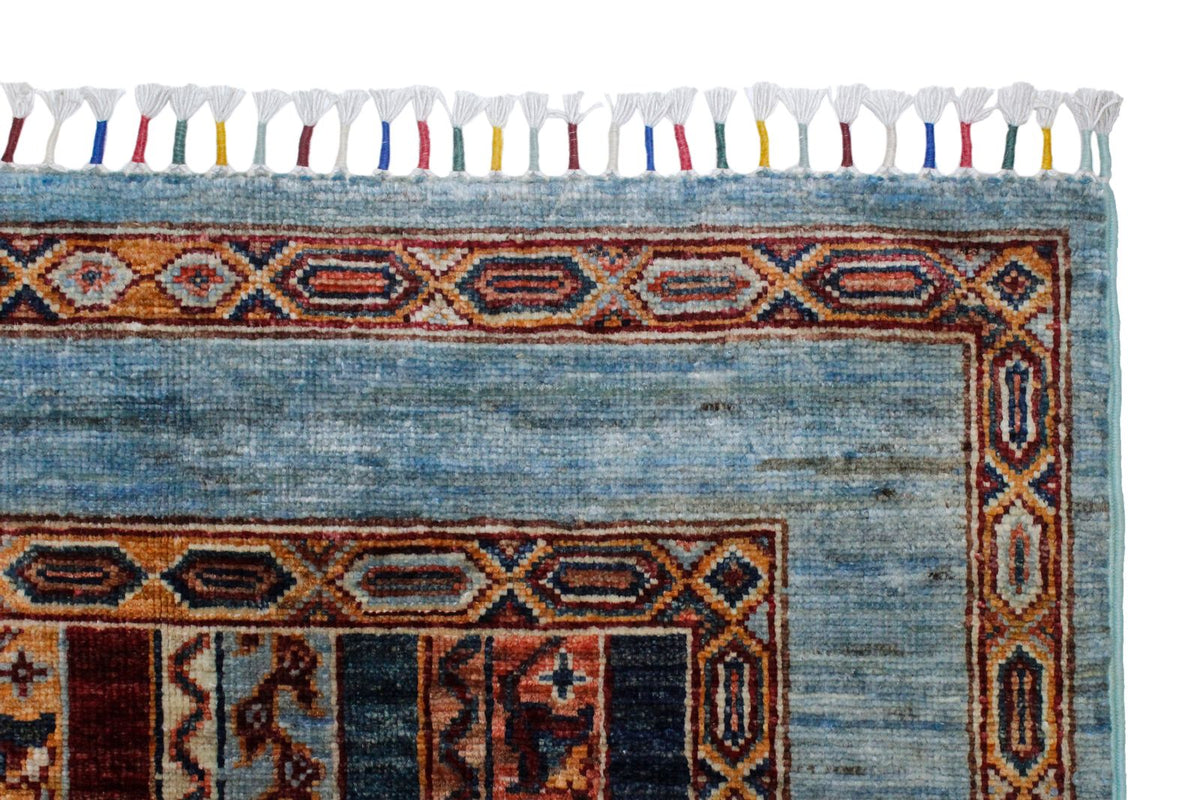 3x9 Blue and Multicolor Turkish Tribal Runner