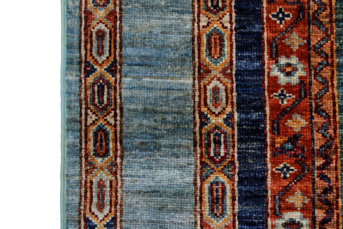 3x9 Blue and Multicolor Turkish Tribal Runner