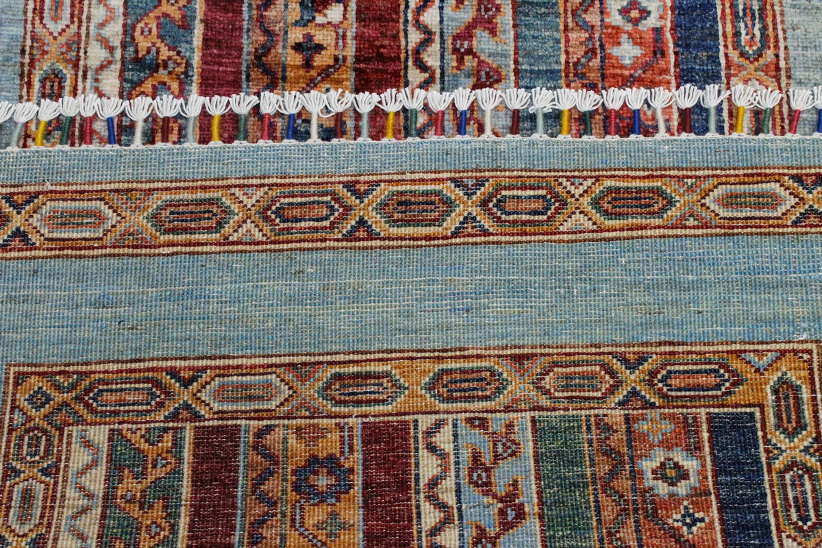 3x9 Blue and Multicolor Turkish Tribal Runner