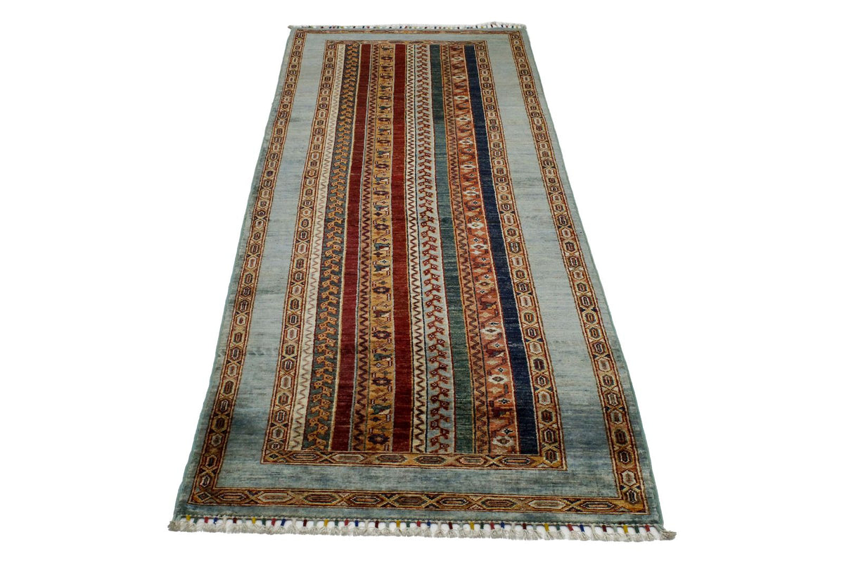 3x9 Blue and Multicolor Turkish Tribal Runner