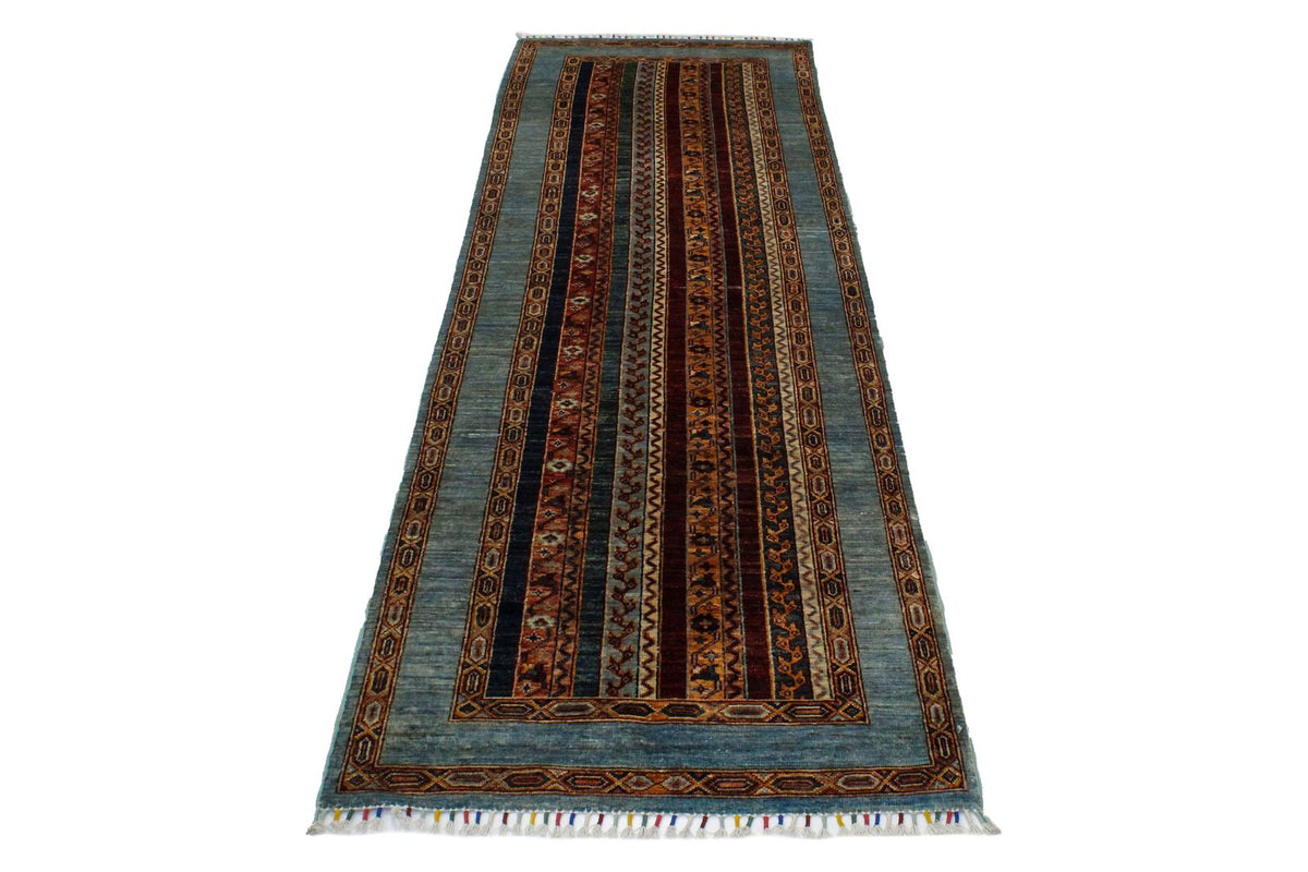 3x9 Blue and Multicolor Turkish Tribal Runner