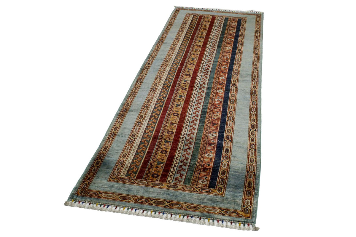 3x9 Blue and Multicolor Turkish Tribal Runner