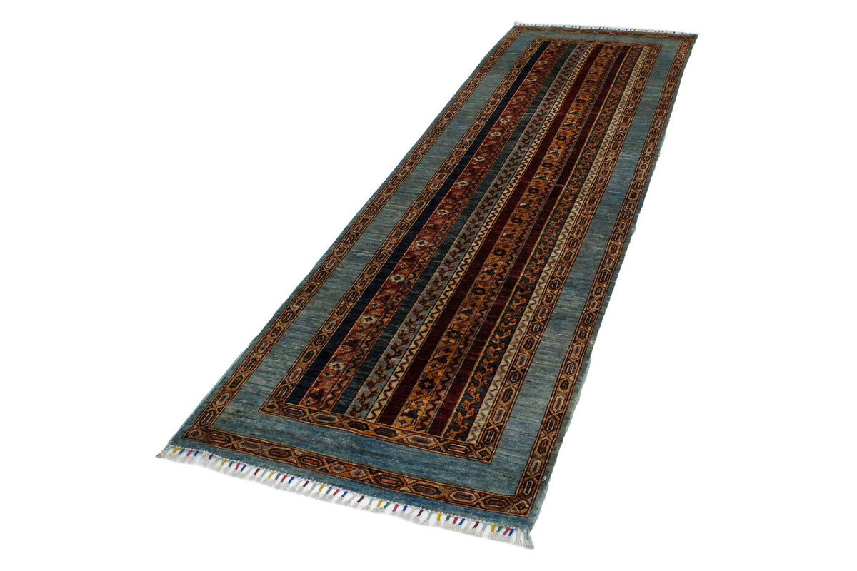 3x9 Blue and Multicolor Turkish Tribal Runner