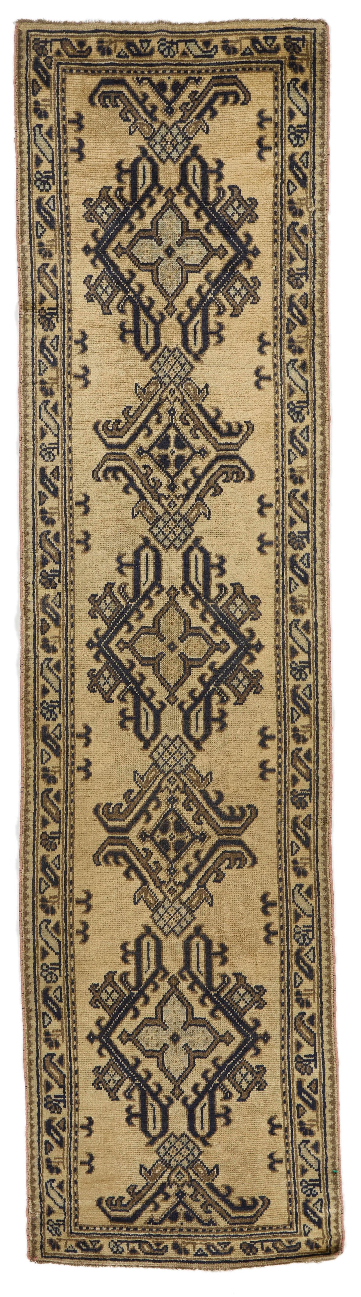 3x11 Brown and Navy Turkish Tribal Runner