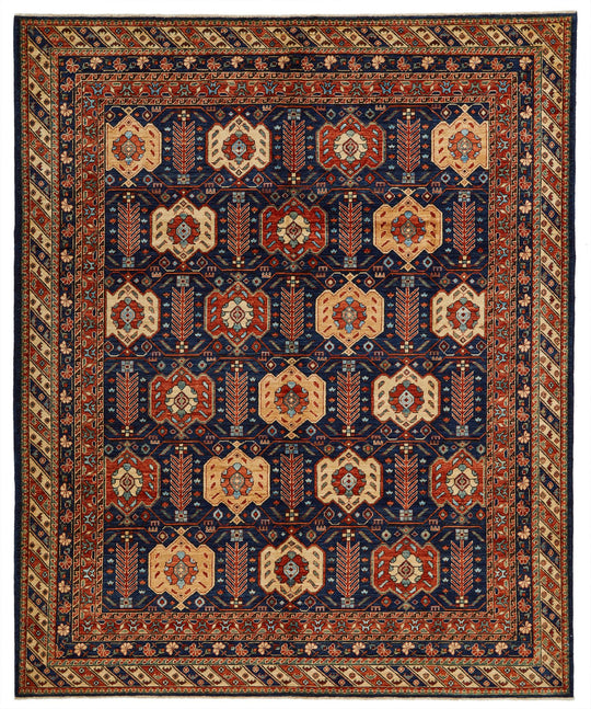 8x10 Navy and Ivory Turkish Traditional Rug